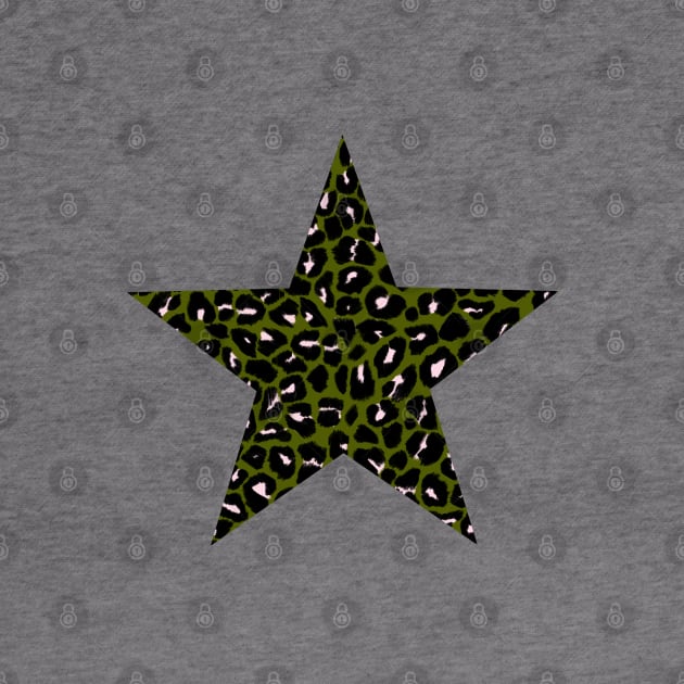 Leopard Print Star in Green, Black and Light Pink by OneThreeSix